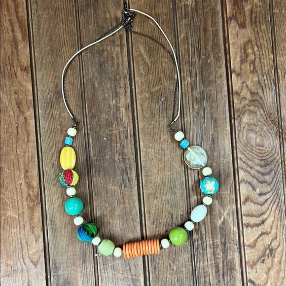 Vintage 80s chunky long, Colorful Beaded Necklace from Aldo - Picture 1 of 4